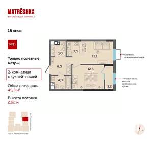 2-к квартира, сданный дом, 45м2, 18/25 этаж