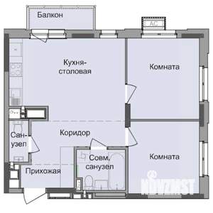 2-к квартира, строящийся дом, 55м2, 17/17 этаж