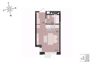 Студия квартира, строящийся дом, 24м2, 16/17 этаж