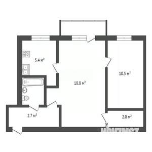 2-к квартира, вторичка, 45м2, 5/5 этаж