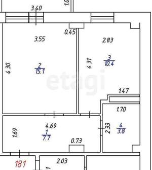 1-к квартира, вторичка, 38м2, 13/14 этаж