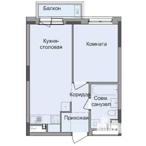 1-к квартира, строящийся дом, 38м2, 2/17 этаж