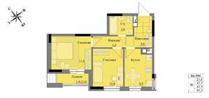 2-к квартира, вторичка, 44м2, 6/17 этаж