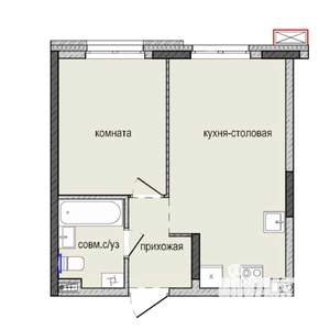 1-к квартира, строящийся дом, 35м2, 6/16 этаж