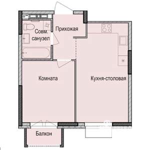1-к квартира, строящийся дом, 38м2, 13/17 этаж