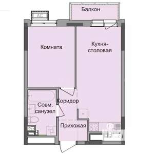 1-к квартира, строящийся дом, 38м2, 16/17 этаж