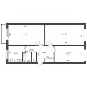 3-к квартира, вторичка, 63м2, 3/5 этаж