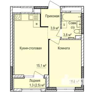 1-к квартира, строящийся дом, 36м2, 17/17 этаж