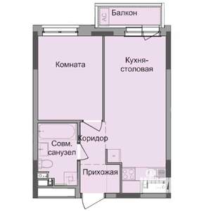 1-к квартира, строящийся дом, 38м2, 3/17 этаж