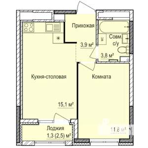 1-к квартира, строящийся дом, 36м2, 10/17 этаж
