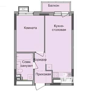 1-к квартира, строящийся дом, 38м2, 14/17 этаж