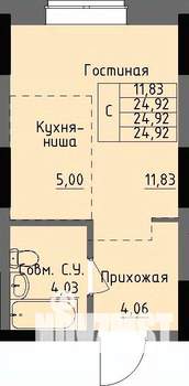 Студия квартира, строящийся дом, 25м2, 1/17 этаж
