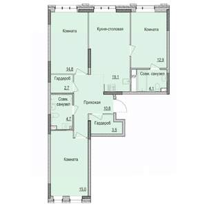 3-к квартира, вторичка, 88м2, 1/17 этаж