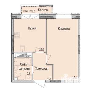 1-к квартира, вторичка, 35м2, 9/14 этаж