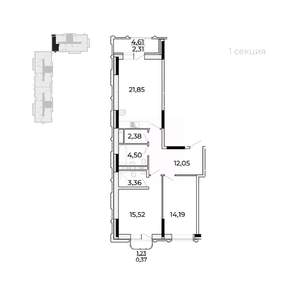 2-к квартира, вторичка, 80м2, 8/17 этаж