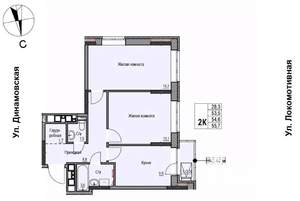 2-к квартира, строящийся дом, 55м2, 11/17 этаж