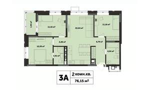 3-к квартира, строящийся дом, 76м2, 11/17 этаж