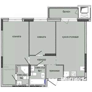 2-к квартира, строящийся дом, 60м2, 8/16 этаж