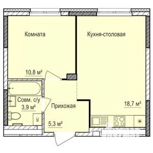 1-к квартира, строящийся дом, 39м2, 7/17 этаж