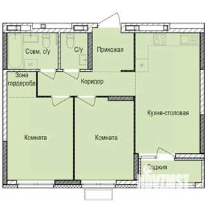 2-к квартира, строящийся дом, 58м2, 15/17 этаж