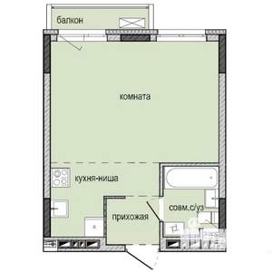 Студия квартира, строящийся дом, 33м2, 12/16 этаж