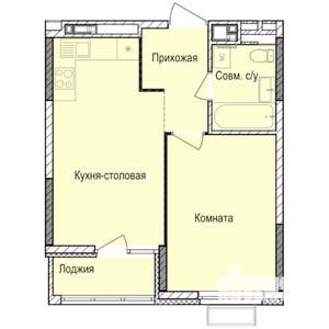 1-к квартира, строящийся дом, 38м2, 2/17 этаж