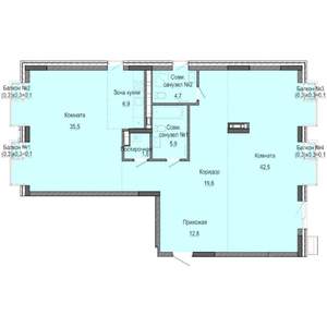2-к квартира, строящийся дом, 129м2, 5/8 этаж