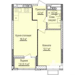 1-к квартира, строящийся дом, 39м2, 5/17 этаж
