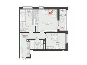 2-к квартира, вторичка, 54м2, 2/16 этаж
