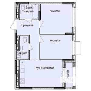 2-к квартира, строящийся дом, 55м2, 10/17 этаж