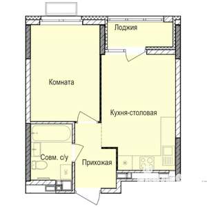 1-к квартира, строящийся дом, 35м2, 6/17 этаж