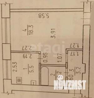 1-к квартира, вторичка, 30м2, 4/5 этаж