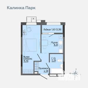 1-к квартира, вторичка, 35м2, 9/17 этаж