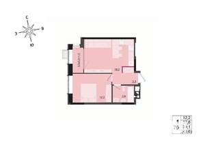 1-к квартира, строящийся дом, 39м2, 11/17 этаж