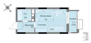 Студия квартира, вторичка, 25м2, 5/17 этаж