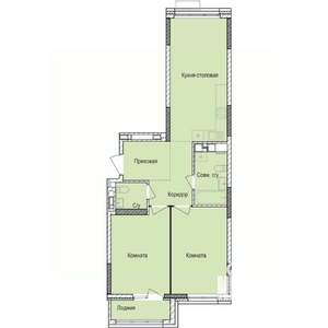 2-к квартира, строящийся дом, 66м2, 8/17 этаж