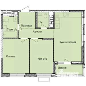 2-к квартира, строящийся дом, 58м2, 14/17 этаж