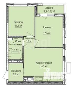2-к квартира, вторичка, 54м2, 5/15 этаж