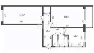 2-к квартира, вторичка, 45м2, 4/5 этаж