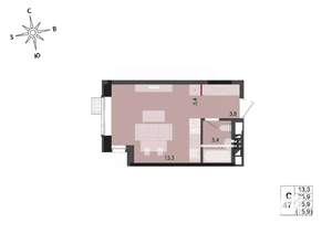 Студия квартира, строящийся дом, 26м2, 8/17 этаж