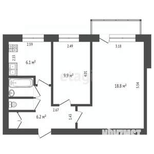 2-к квартира, вторичка, 45м2, 3/9 этаж