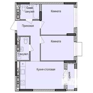 2-к квартира, строящийся дом, 55м2, 11/17 этаж