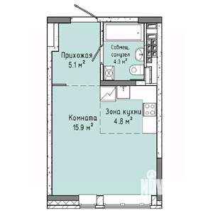 1-к квартира, строящийся дом, 30м2, 15/16 этаж