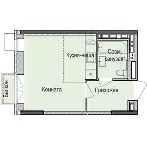 Студия квартира, строящийся дом, 26м2, 3/17 этаж