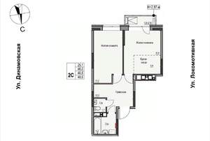 2-к квартира, строящийся дом, 47м2, 11/17 этаж