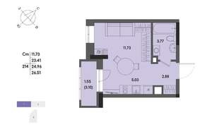 Студия квартира, вторичка, 25м2, 16/17 этаж