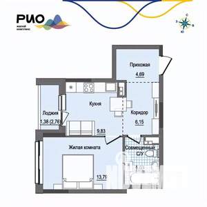 1-к квартира, вторичка, 41м2, 4/17 этаж