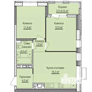 2-к квартира, строящийся дом, 54м2, 14/17 этаж