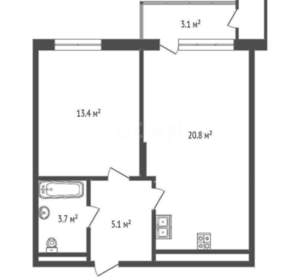 1-к квартира, вторичка, 46м2, 15/17 этаж