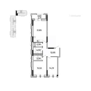 2-к квартира, строящийся дом, 78м2, 3/17 этаж